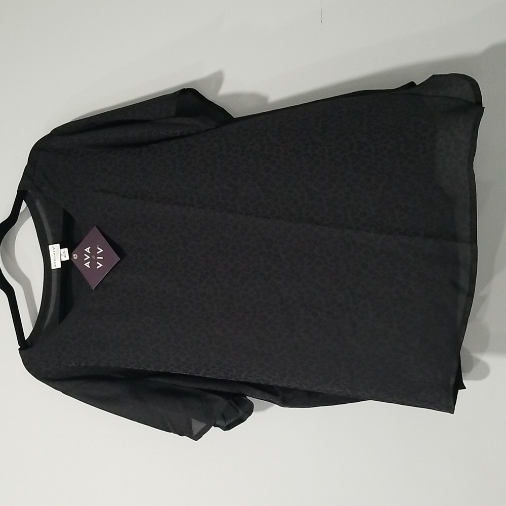 Ava & Viv 3X Black Leopard Top